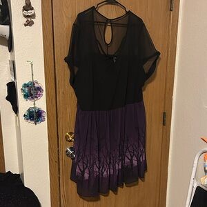 torrid Black Sheer Bodice with Purple Skirt Midi Dress